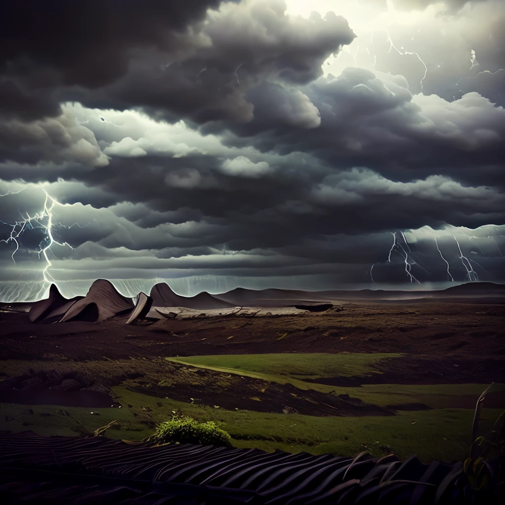 arafed view of a field with a fence and a storm cloud, a picture by Dennis Ashbaugh, pexels, renaissance, thunderstorm supercell, severe weather storms, turbulent storm clouds, weather photography, storm arriving, storm clouds, big storm clouds, huge storm, tumultuous, dramatic storm clouds, menacing atmosphere, stormclouds, severe - looking