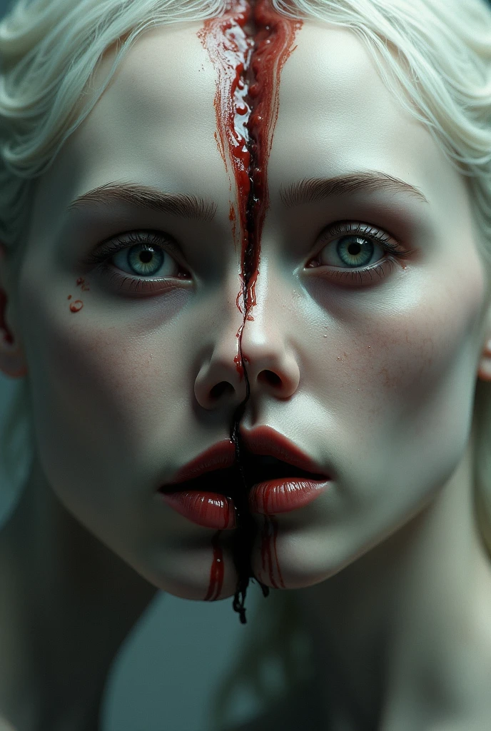 masterpiece, best quality, detailed face, 1girl, blonde hair, red wax on body, solo, waxplay, <lora:wax_play_v1:1>