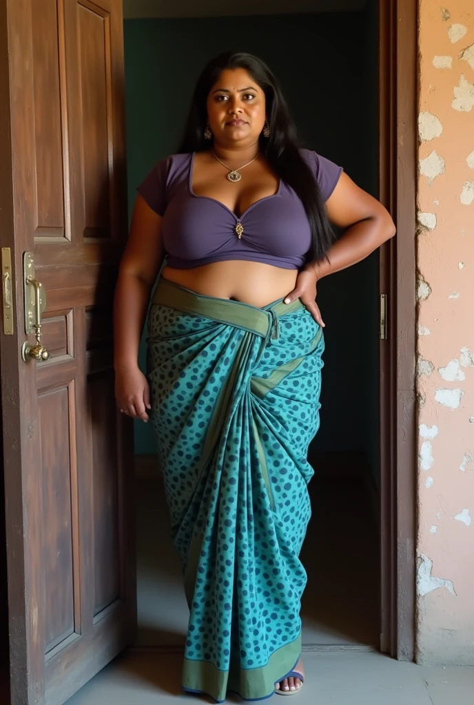 Mallu chubby aunty in saree, showing cleavges