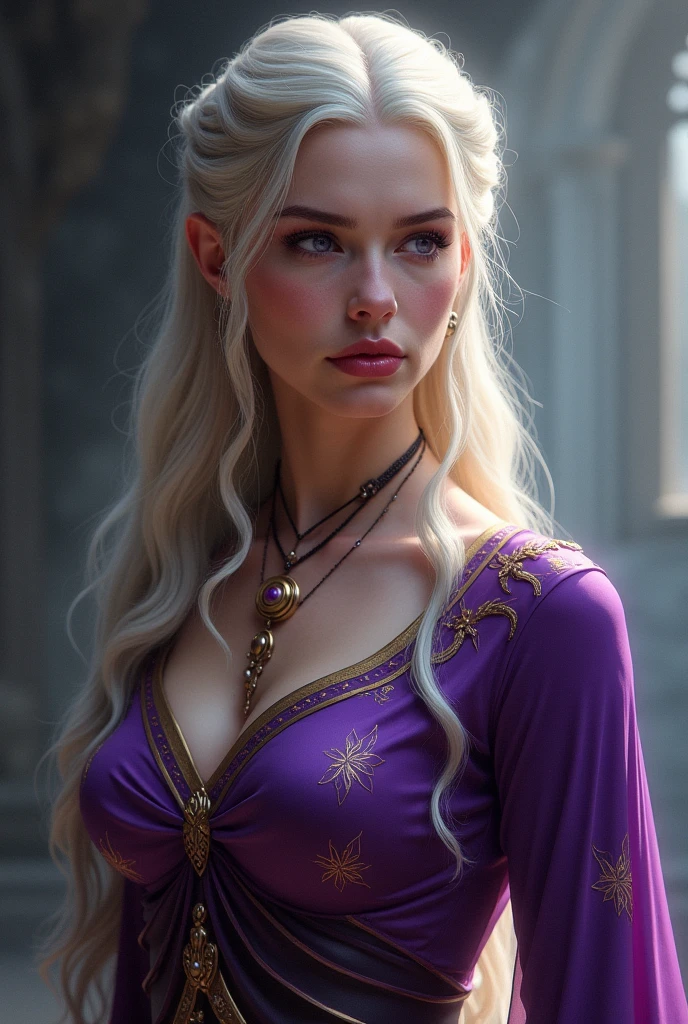 {-erro_de_anatomia:1.0} woman 30 years old, north,viking clothes, (nordic dress), dark castle, a woman (lagherta), very long blond hair (blond hair), (gray eyes) . Indifferent look , merciless. among the gods, dinamic poses, egoist smile, upper body,