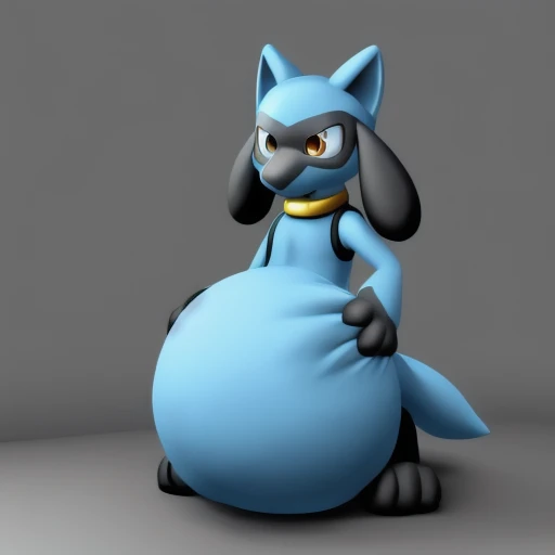 ((highest quality)), ((masterpiece)), (detailed), Perfect Face ((Lucario)) (Pokémon) original  (Chest corners)   ((Perfectly round belly))