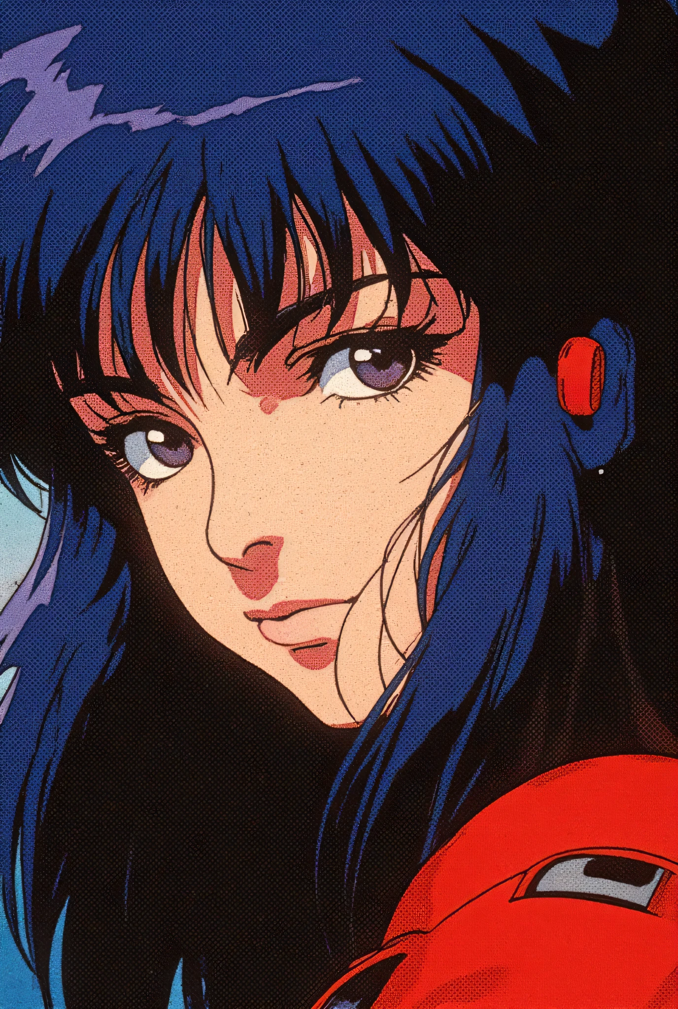 ( absurd resolution )),  masterpiece,  The best quality ,  1990's  \(style\), 1 girl, Alone,  dark blue hair, retro anime style, 90s anime, gainax style, evangelion style, Mikasa, beautiful