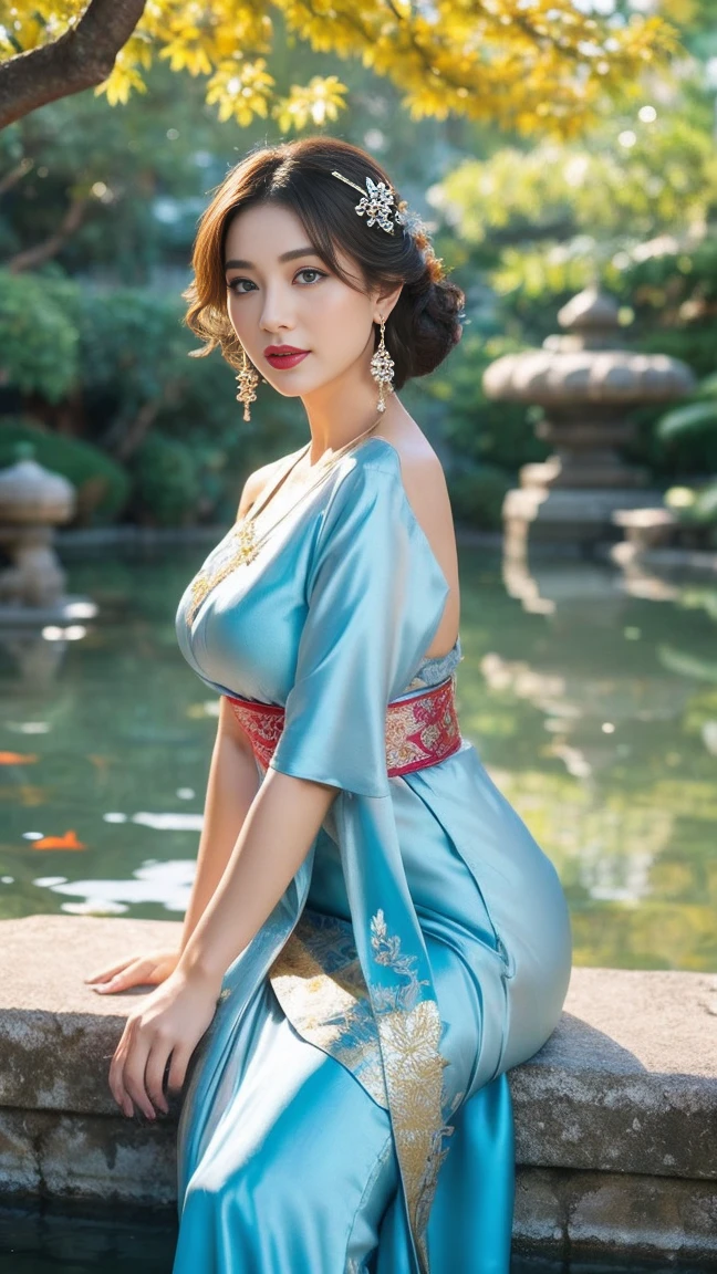 High resolution symmetrical images, Japanese film photo of a woman with colorful tattoos on her waist, chest and arms, Big mouth cleavage、(((Full body tattoos)))、 Large tattoo on the chest、
(Lotus tattoo)、 (close up chest, Underarm, 胸のAngle from below), blonde braids, short hair, ((Art Nouveau)), (Ecstasy Face), (Alphonse Mucha), Small earrings, ((on the road, wood, Buildings in medieval Europe)), Angle from below、(Anatomically correct)、(Perfect body proportions)、(Natural Hands、Natural Fingers)、(Breast Goddess, Woman born from flowers, ((Round face)), Realistic Eye Size, Droopy eyes, smile,I'm bathed in dazzling light