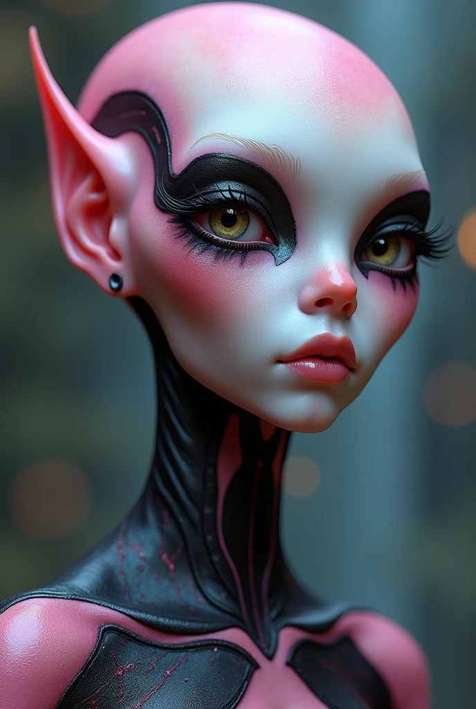 one girl, elf ears, , pure, cute naked, topless, a Woman alien mix, human Body, big tits, shed skin, alien nose but the Rest of the face ist human, big eyes, full black eyes, hybride 70 %bat and 30 % human, face mostly woman, shed kin at Body Arms and shoulders and neck , full black Iris, slender No clothes,snake shed skin, purple skin, fat lips, bimbo lips, tail, fangs,snub nose, Reptile skin, big tits, big ass, slim waist,full naked, (((mouth Open))) (((drooling))) sloppy ahegao, spit in her Body,