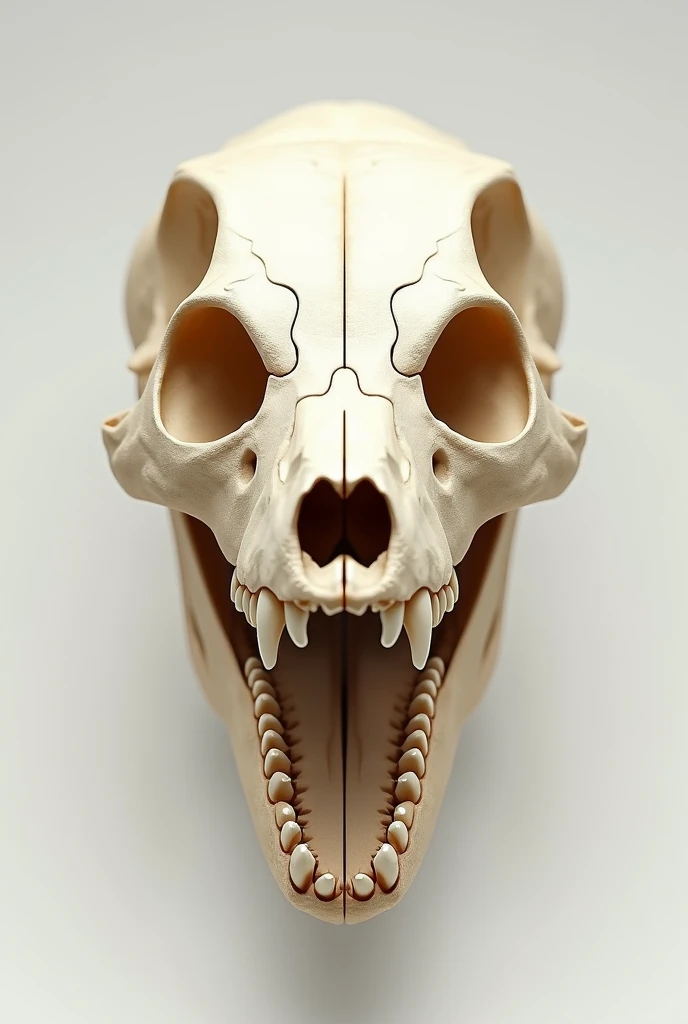 Snake skull with open mouth looking straight ahead
