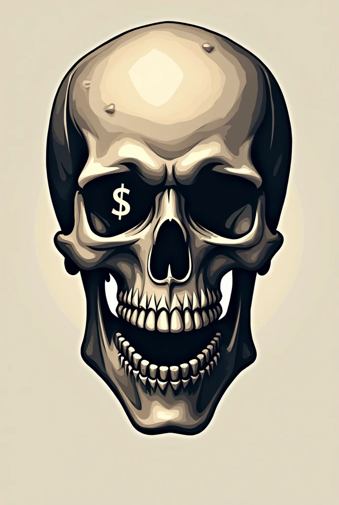 Skull head,Capone hat,cartoon,Red ,feather on hat ,black Background ,Dollar sign in eyes