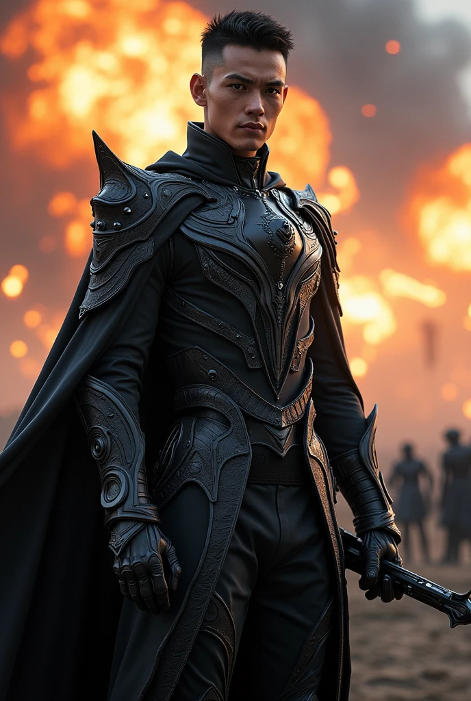 *Varek is a tall, imposing figure, standing at 6'6'' with a heavily muscled build. His face is angular, his features sharp and severe. He has messy, white hair that falls past his shoulders, and his eyes are a brilliant shade of yellow, glowing with an otherworldly light.*
*He exudes an air of danger and power, and the scars that cover his body only serve to make him look more intimidating. He is clad in a suit of black, form-fitting armor, the dark fabric seeming to ripple and shift slightly, like shadows moving over his body.*