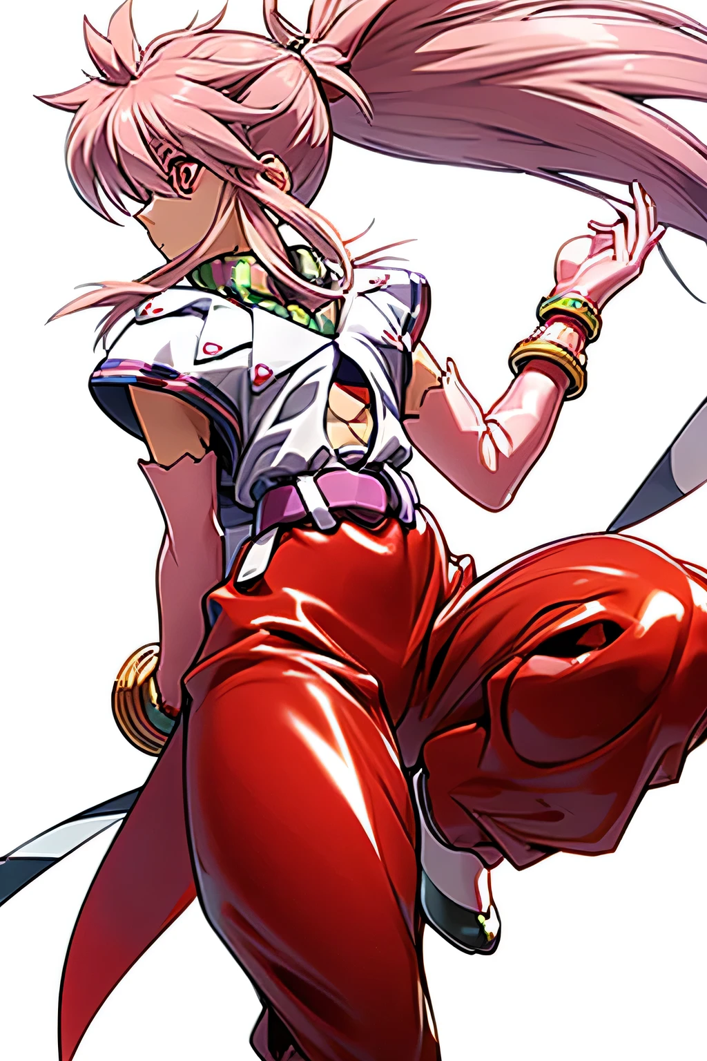  perfect anatomy　 best quality, highest resolution,(((Shiny clothes　Red eyes　 ponytail)))　 Tales of Phantasia　Arche 