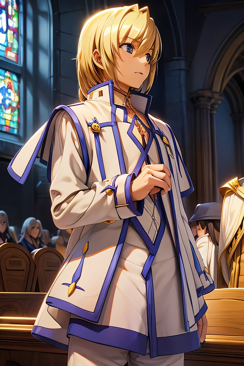  perfect anatomy　 best quality, highest resolution,(((Shiny clothes　sweat)))　TALES OF SYMPHONIA　Collet Brunel　church