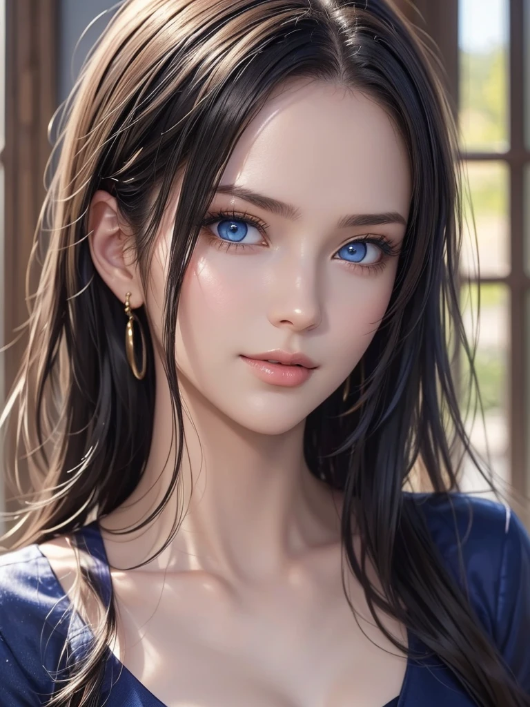 (8k、Original photo、Best Quality、masterpiece:1.2)、(Realistic、Realistic:1.37)、Super detailed、  Super A High Resolution 、1 girl、(Beautiful Detailed Face Gaze Poses 、Golden ratio face、Balanced Eyes、Double Eyelid、Lip gloss)、  Beautifully Detailed Skins 、 skin texture、 Professional Writing、( very pretty girl)、Happy smile、View Photographers、Shiny white skin、( Attractive Light Natural Platinum Brown Silky Hair 1.5)、Eyeliner、(((blue eyes)))、 office lady 