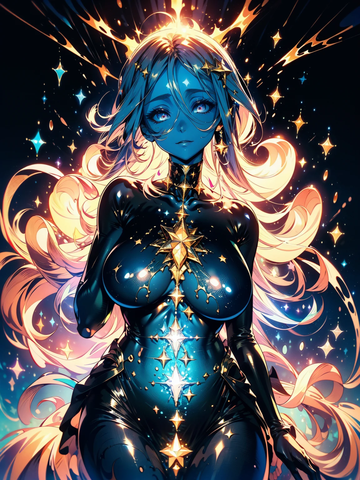 Highest quality,(masterpiece:1.2), (Highest quality:1.2),Diffuse reflection of light((colorful:1.5)),whole body,Completely naked,Huge breasts,nude,Completely naked,Gemstone Body