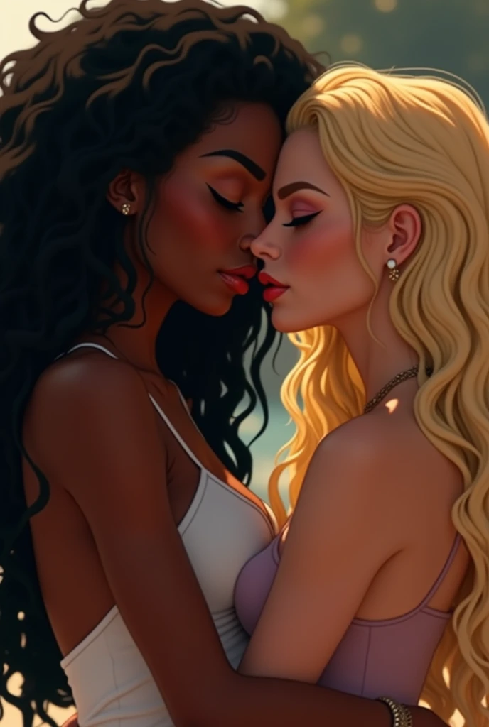 A black mom and her daughter Naked blonde anime version