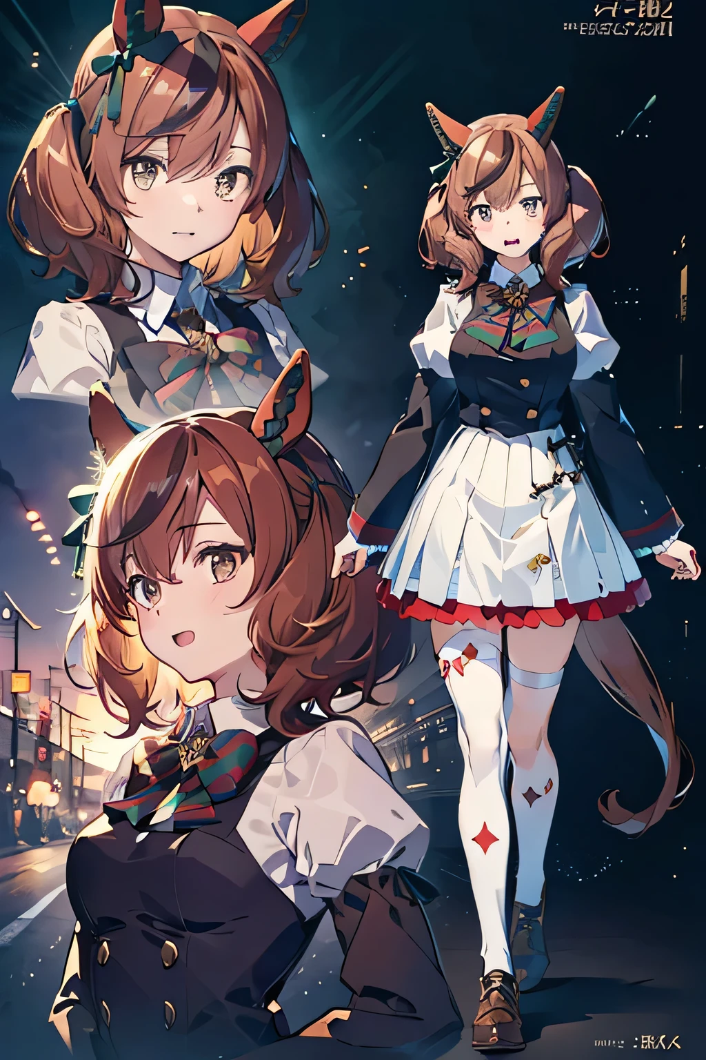 high definition , 1 girl, chest, open your mouth, Brown Hair, animal ears , bangs between my eyes, masterpiece, anatomically correct, Shirogane Noel、Character portrait, full body view、