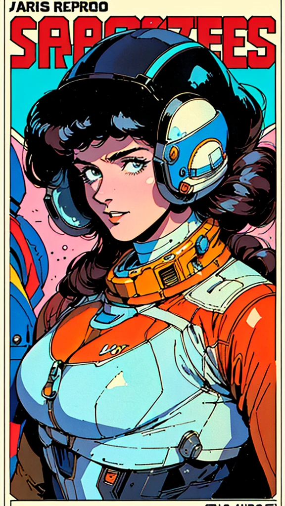 ((( Best Quality Masterpiece ))),(((Absolutely one woman))),(spacesuit that emphasizes cleavage ),((( 70s and 80s space thriller movie posters))),( American Comics ),((( retro vintage style ))),Overwhelmingly complex depiction,Absolute machine group background, futuristic cyberpunk ,Extremely accurate and delicate depiction,