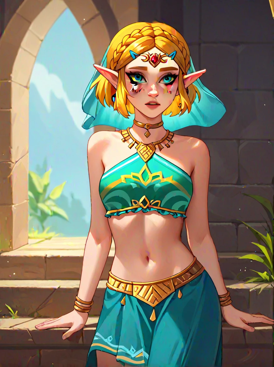 score_9, score_8_up, score_7_up, score_6_up, score_5_up, score_4_up,
BREAK
1girl, princess zelda, the legend of zelda: tears of the kingdom, short hair, braid, cyan eyes, elf,
BREAK
solo, standing, cowboy shot, rijus attire, face veil, gerudo makeup, skinny,
BREAK
