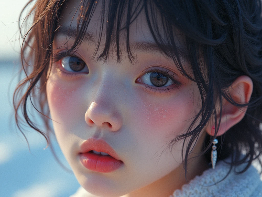 One Girl,(1人のとてもcute女の子:1.3),masterpiece,Highest quality,High resolution,From below,Low - Angle,Photorealistic,RAW Photos,Ray Tracing,beautiful girl,(6 years old:1.3),cute,Big eyes,(detailed pupils:1.2),(The face is facing forward:1.3),Cute nose,Beautiful nose,Upturned nose,Fuller lips,Short black hair,ponytail,short hair,Detailed eyelashes,Thin eyebrows,Very fine grain definition,(Symmetrical eyes:1.3),(Face close-up,Face Focus:1.0),Small breasts,Short neck,Off the shoulder,People emerge,Dark Background,forest,Portrait,View Viewer,Upper Body,Cinema Lighting,High resolution,Very detailed