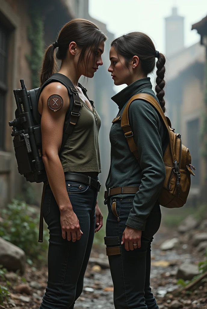 ADArmas, lara croft tomb raider outfit, kissing