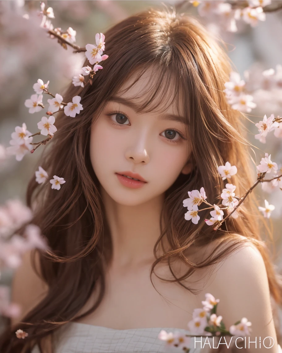 This strikingly detailed photo shows Haruno Sakura in her most authentic and charming form. With meticulous attention to detail, each image captures the essence of Sakura's inner strength and outer beauty.

In the first photo, Sakura stands tall in the middle of a lush cherry blossom forest, her emerald green eyes reflecting the soft color of the pink petals falling around her. Her auburn hair frames her face in soft waves, accentuating her delicate features and firm expression.

The second photo zooms in on Sakura's face, highlighting the subtle nuances of her expression. From the faint furrow of his brows to the slight curve of his lips, every detail is rendered with photographic precision, revealing the depth of the character