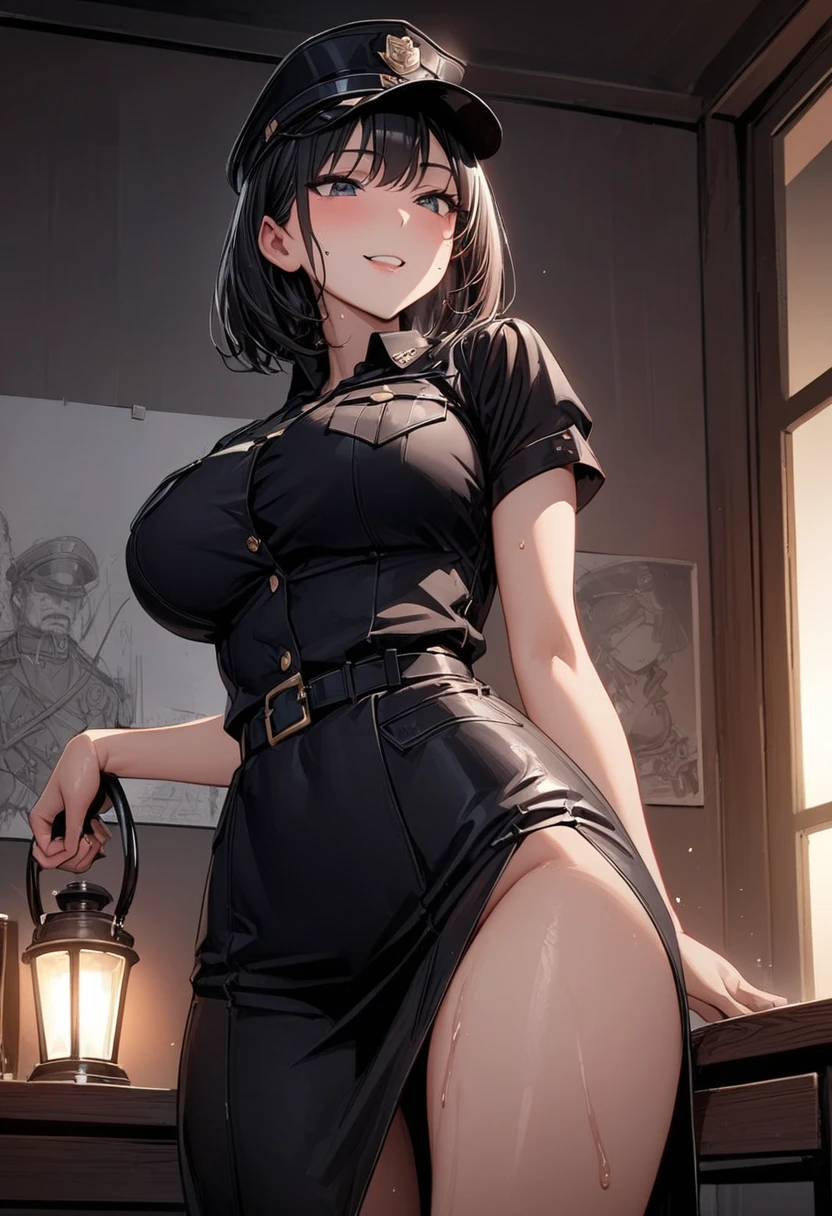 No Panties under Pantyhose , huge breasts , nsfw , ponytail , short hair