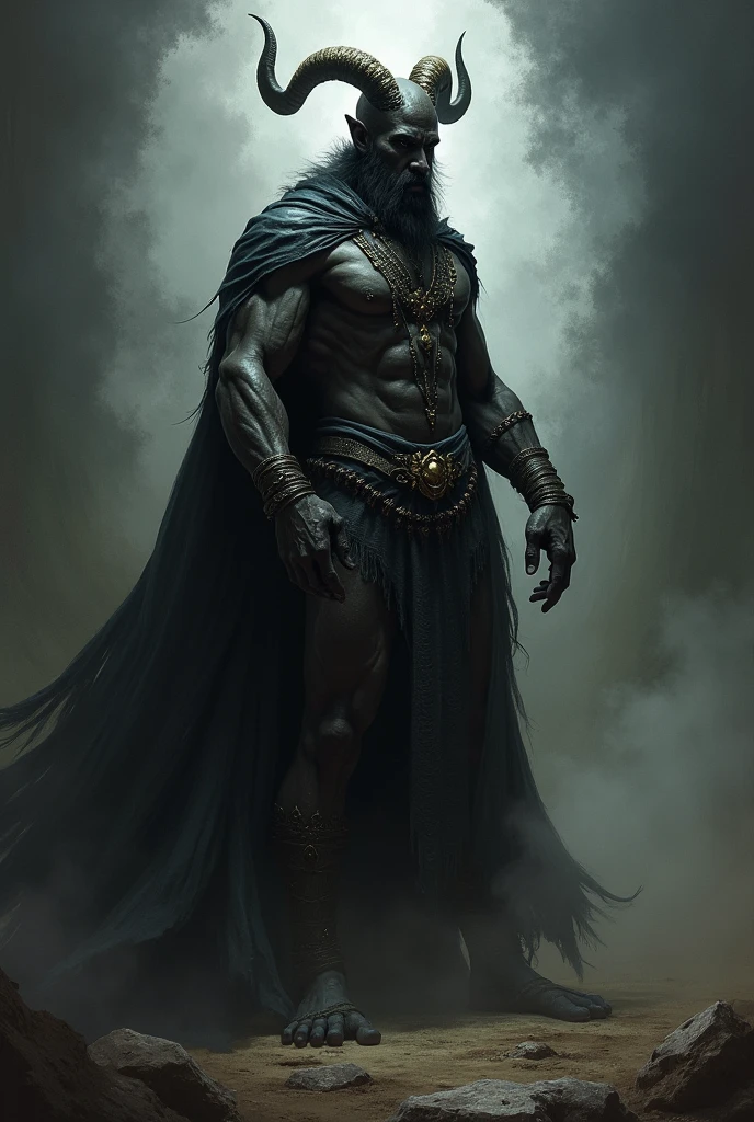 Anime villian with a buff body, a dark cloak, dark aura and a red bandanna
