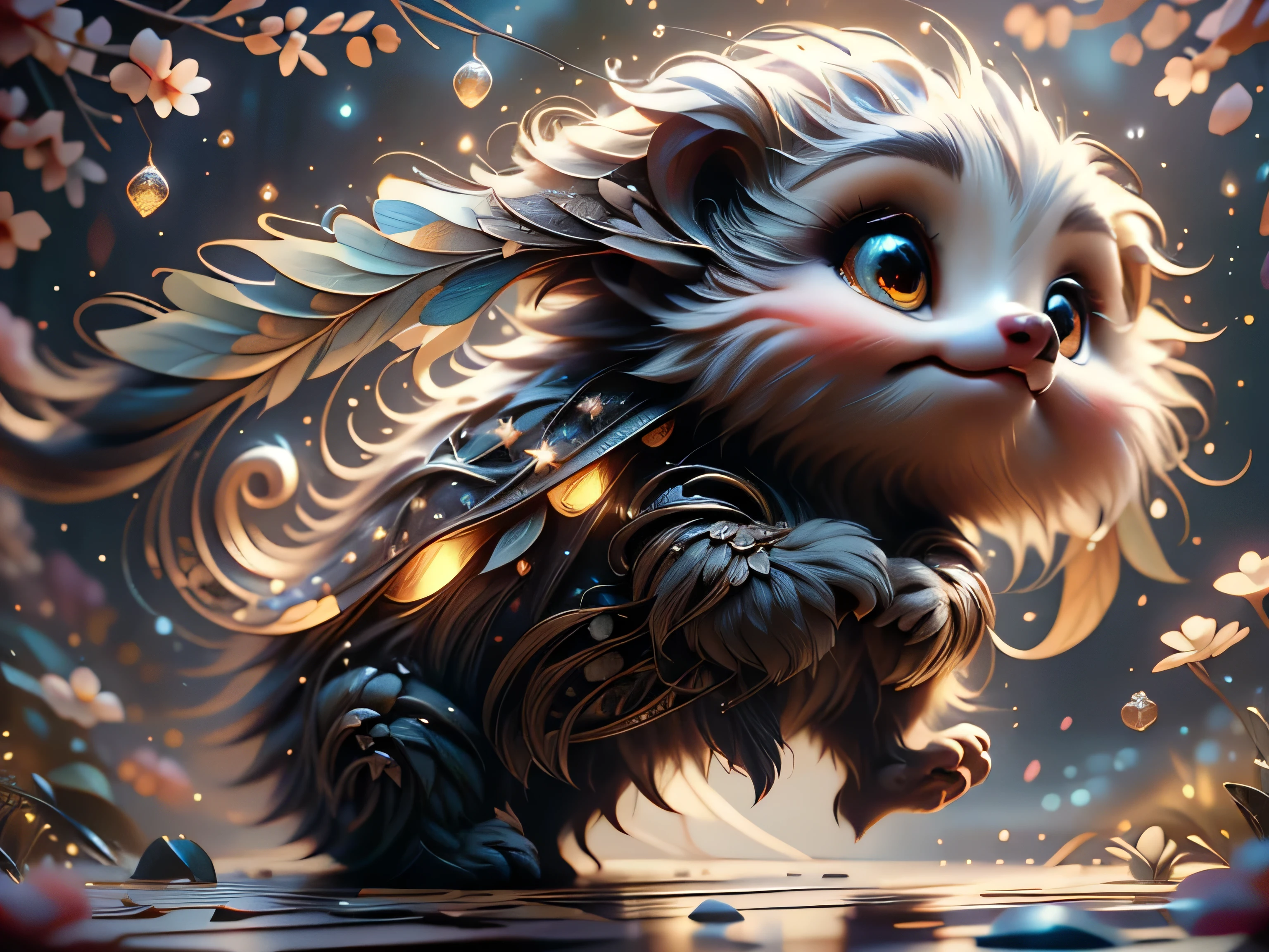 Magical Fantasy Creature, (Best Quality, Masterpiece, Representative Work, Official Art, Professional, Super Detailed, 8k:1.3), (Photorealism:1.2) Super Cute, Big Eyes, Soft, Soft Nose, Fluffy, Two-Toothed Smile, Sloth in Natural Background, Realistic, Beautiful, Stars in Eyes, Soft Volumetric Light, (Backlight:1.3), (Cinematic:1.2), Intricate Details, (ArtStation:1.3), --auto --s2