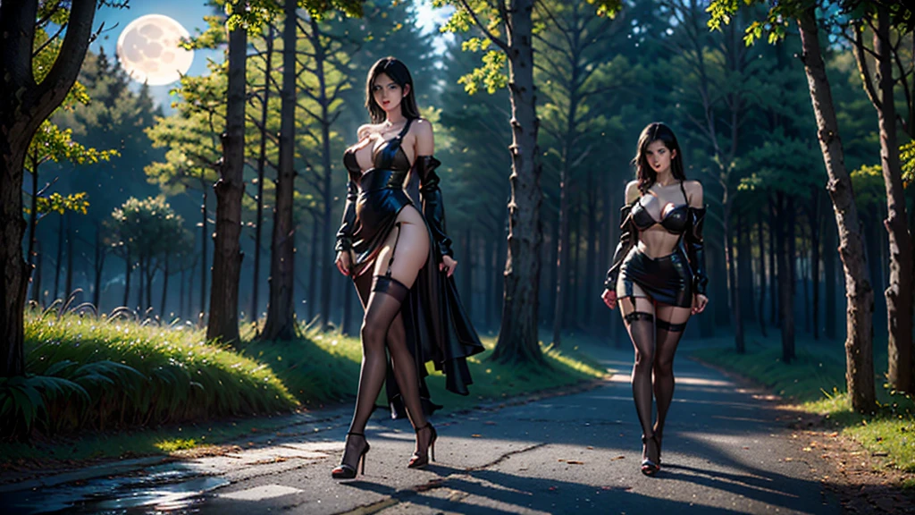 Sexy asian beauty, long hair, suit, open clothes, no lingerie, areola, up, sweet smile, big boobs, dew point、、、, protrusion point, full body, standing, long legs, high heels, realistic style, outdoor ,,,,