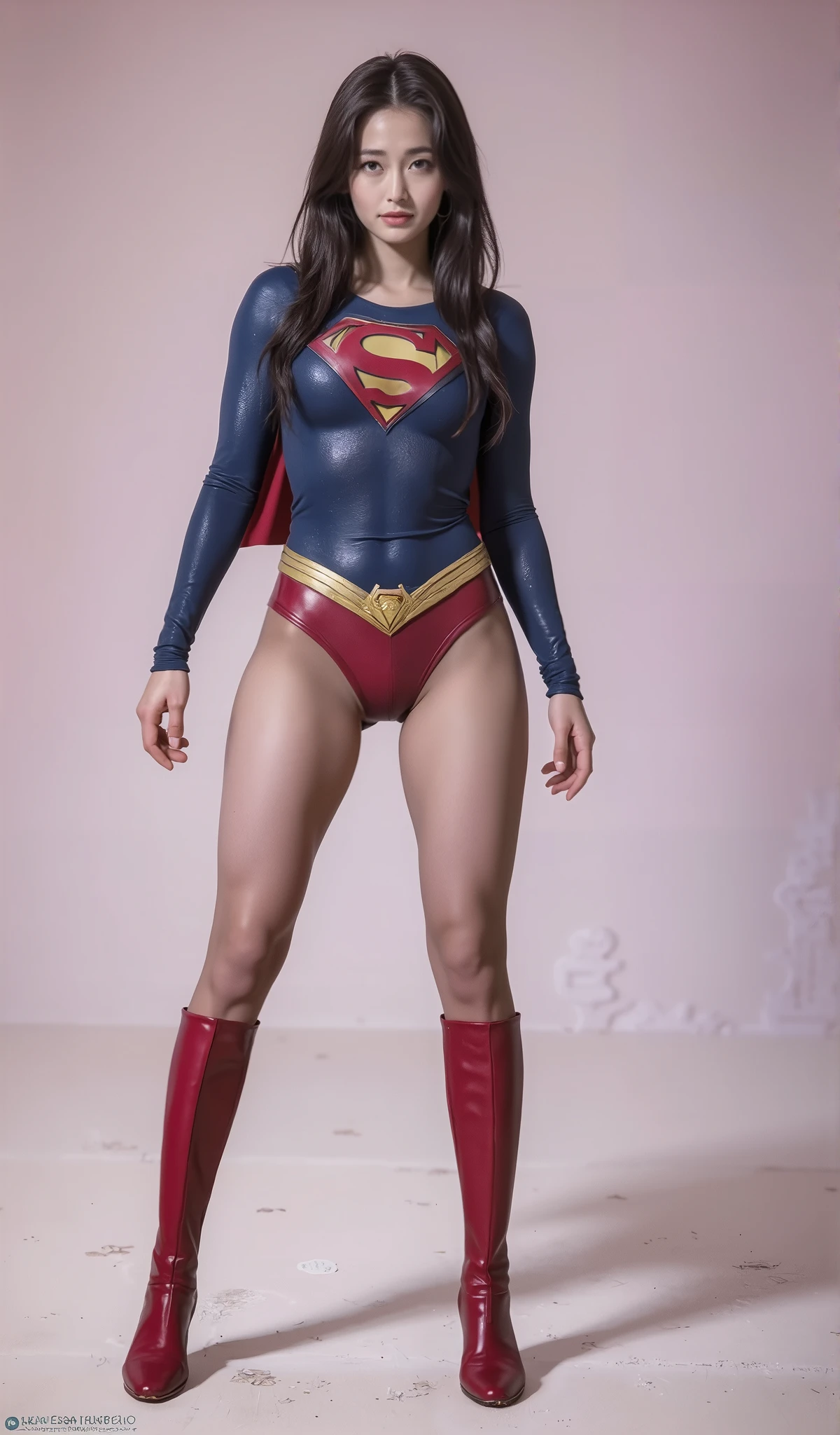 No background、(((Beautiful legs in black tights.)))、(((Legally express the beauty of your smile)))、((((Make the most of your original images)))、(((体にぴったりフィットするSupergirl Costume)))、(((Supergirl Costume)))、(((short and beautiful hair)))、(((suffering)))、(((Please wear black tights....、Wear red boots)))、((Best image quality、8k))、((Highest quality、8k、masterpiece:1.3))、(((Preserve background )))、Sharp focus:1.2、Beautiful woman with perfect figure:1.4、Slim Abs:1.2、Wet body:1.5、Highly detailed face and skin texture、8k