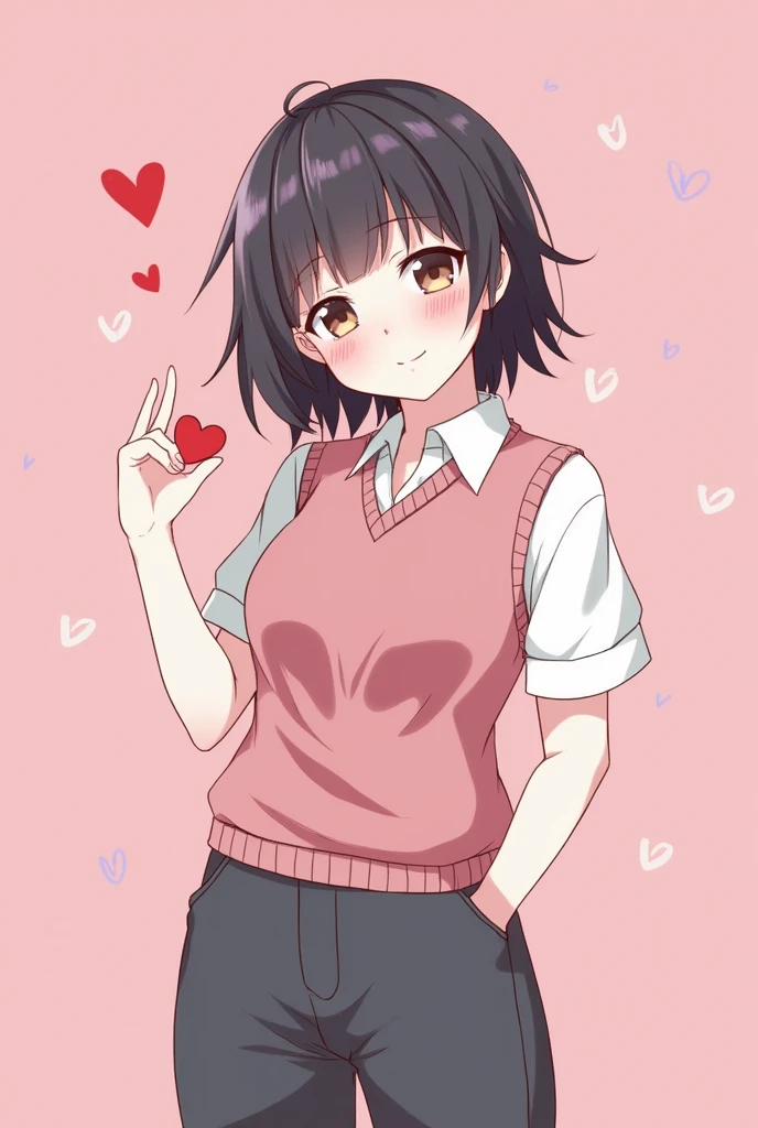 Komi Shuuko,(A white border around a red rectangular background:2.5),head looking up,Back view,squating,Expose the back,ahegao face,D-cups,whitesweater,High detail,Moles under eyes, Heart-shaped pupils,Love pupils,cropped shoulders,Lots of hearts,Fleshy thighs,highly rendered,detailed face with