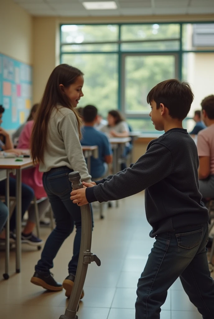 A boy dragged down a girls skirt in class