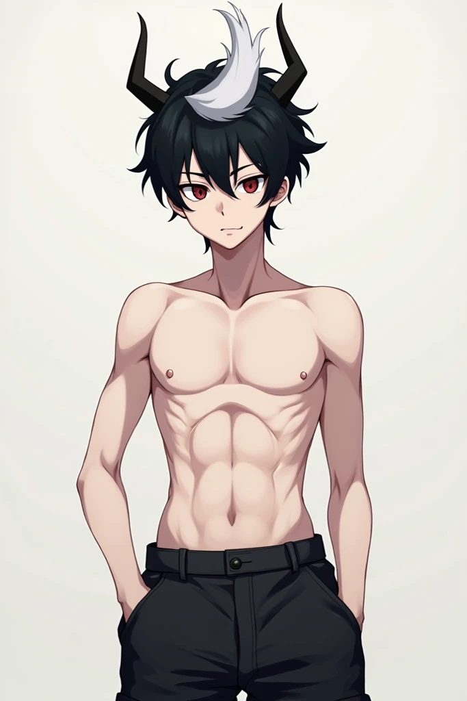 Screenshot of boku no hero academia Naked anime man boy shirtless white skin handsome black hair with wavy purple and purple eyes sexy pose full body in sexy underwear with pubic hair