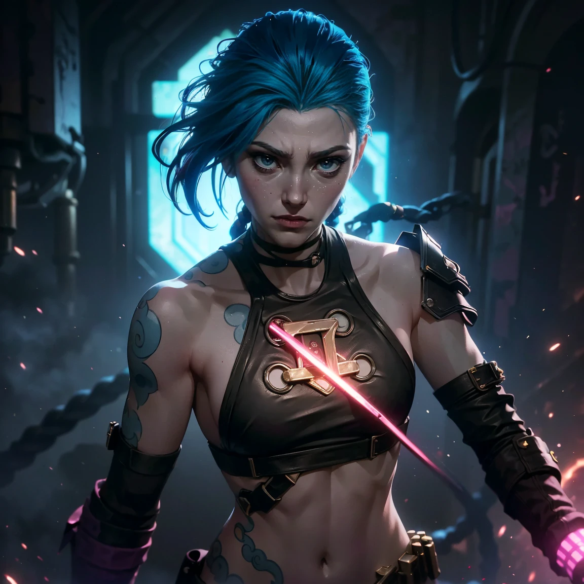 Jolyne, a young woman with beautiful detailed eyes, beautiful detailed lips, extremely detailed face, long eyelashes, wearing a tiny sexy lingerie, intimate, dramatic lighting, dynamic pose, intricate details, photorealistic, 8k, high quality, concept art