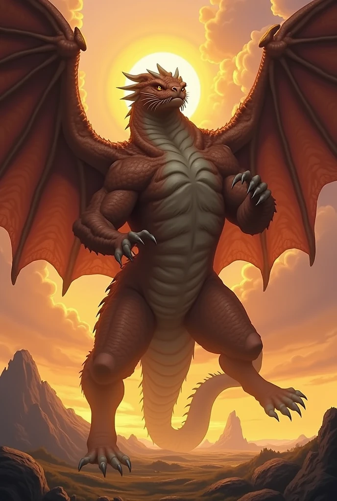 Muscular gay dragon with big detailed cock