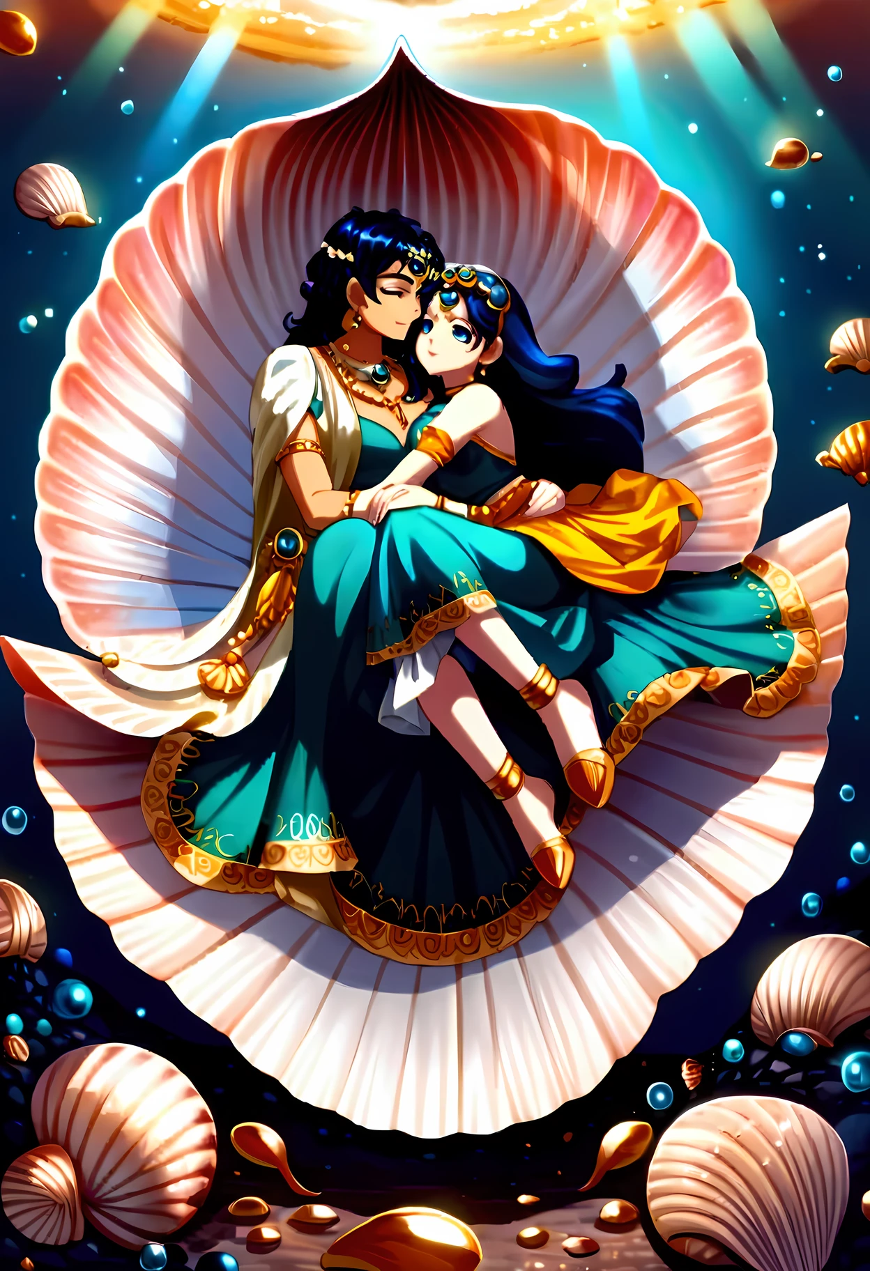Gemma Arterton as radha, beautiful gopi woman, swimming in a river, front view, gold armbands and, large breasts, ???? pussy visible, ornate dupatta in hand, submerged in the ganga river, full moon in background, full body view, moonlit night, photorealistic, 4k image