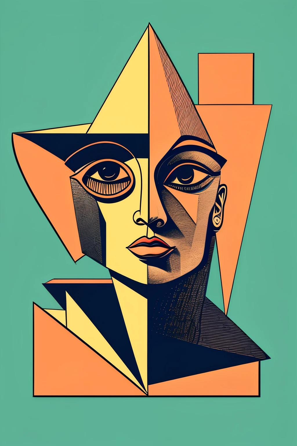 Sculpture, 3d,  cubism, Portraiture, Line art, cartoon aesthetics ,  surreal,  line noise ,  Retrofuturism  ,  old cartoon paper ,  Minimalism 