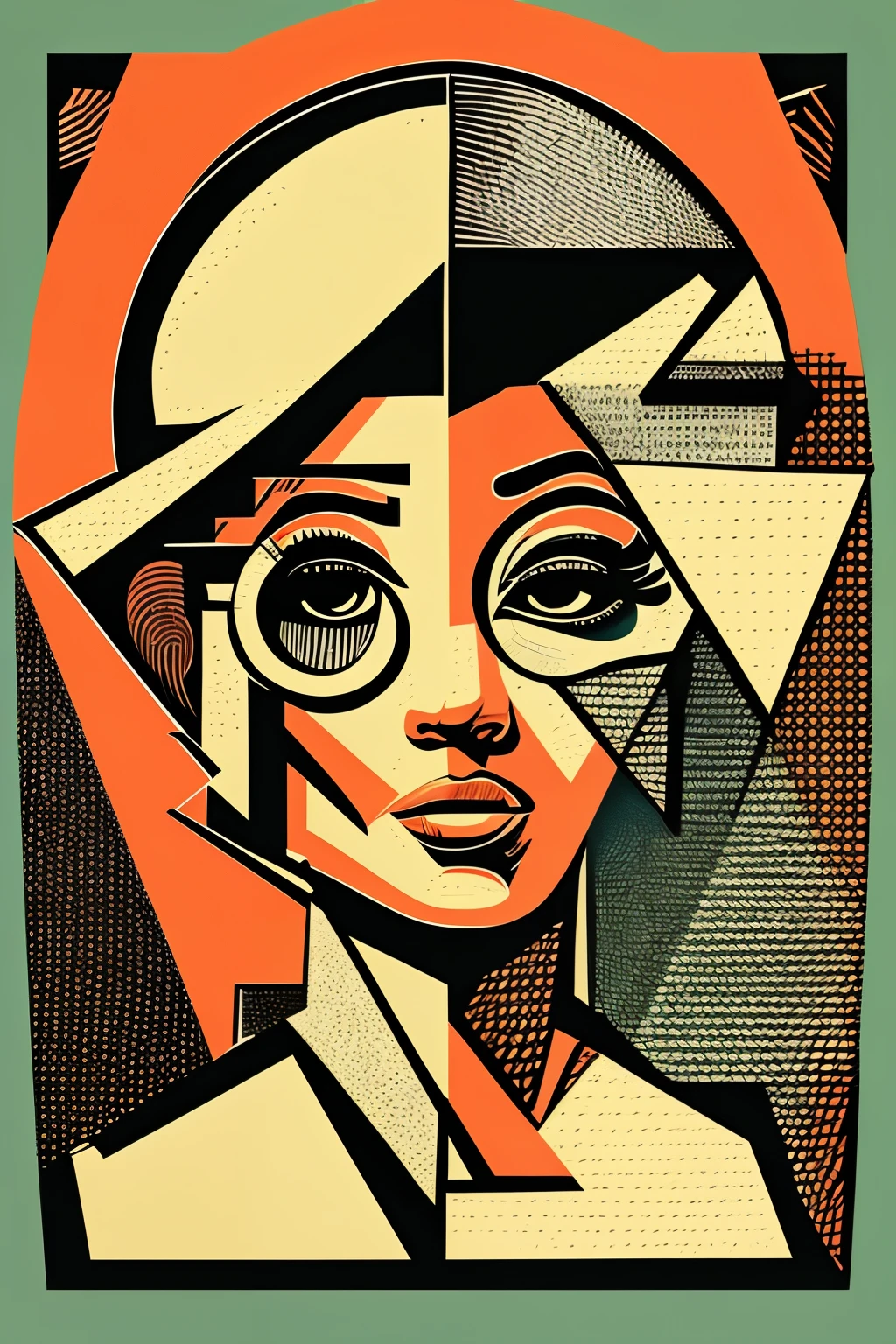  cubism, Portraiture, Line art, cartoon aesthetics ,  surreal,  line noise ,  Retrofuturism  ,  old cartoon paper ,  Minimalism 