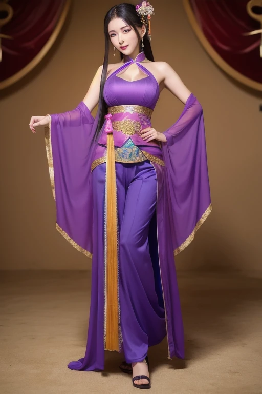 Beautiful woman in intricate Bold Statement Pieces Outfit