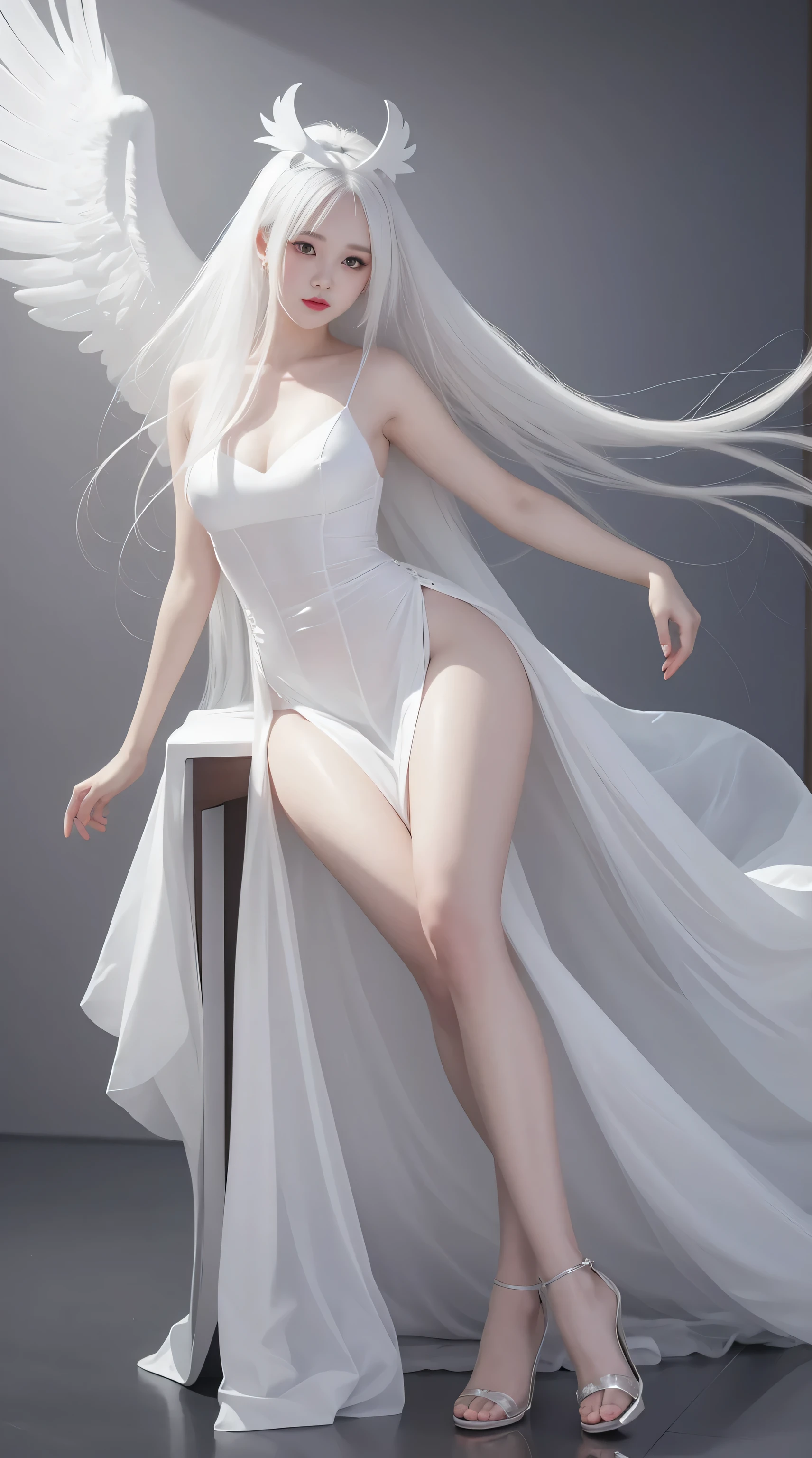 NSFW, ((beste-Qualit, 8K, tmasterpiece :1.3)), dramatic lighting, pretty woman, 1 girl, Sailor Moon, Detailed large eyes, tmasterpiece, breath taking, Viewer, Full growth in the frame, Long white hair, Two bundles on the head, pale skin, Odango hairstyle, Careful, ah high, Real water, White transparent wet long dress, crystal clear water, The water is flowing, beautiful breasts, Sexual, sexy expression, glossy skin, A crystal palace is visible in the background, Palace of Crystals, Crystals and crystal in the air and around the character, Beautiful flowers, Crystals glow