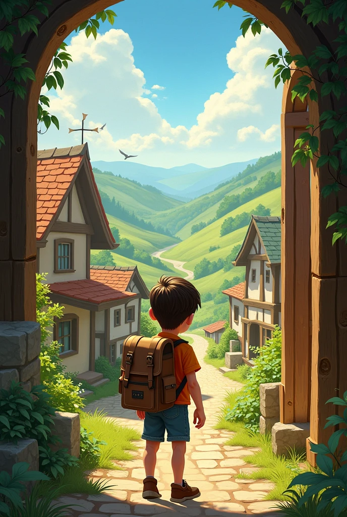A small, picturesque village on the edge of an ancient forest.The sun rises over the quaint village of Evergreen, where young Oliver lives with his mother. The villagers speak in hushed tones about the mysterious Enchanted Forest, warning children to stay away. Oliver, a curious and adventurous boy with a heart full of wonder, often dreams of exploring the forest.