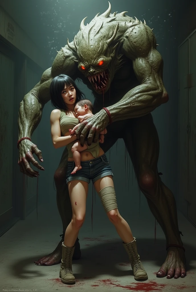 Women. Pregnant with a giant Mutant Spider's egg, and her uterus releases the Egg and Fluid of the giant Mutant Spider. Also he is surrounded by giant mutant spiders who are ready to have sexual relations with the woman