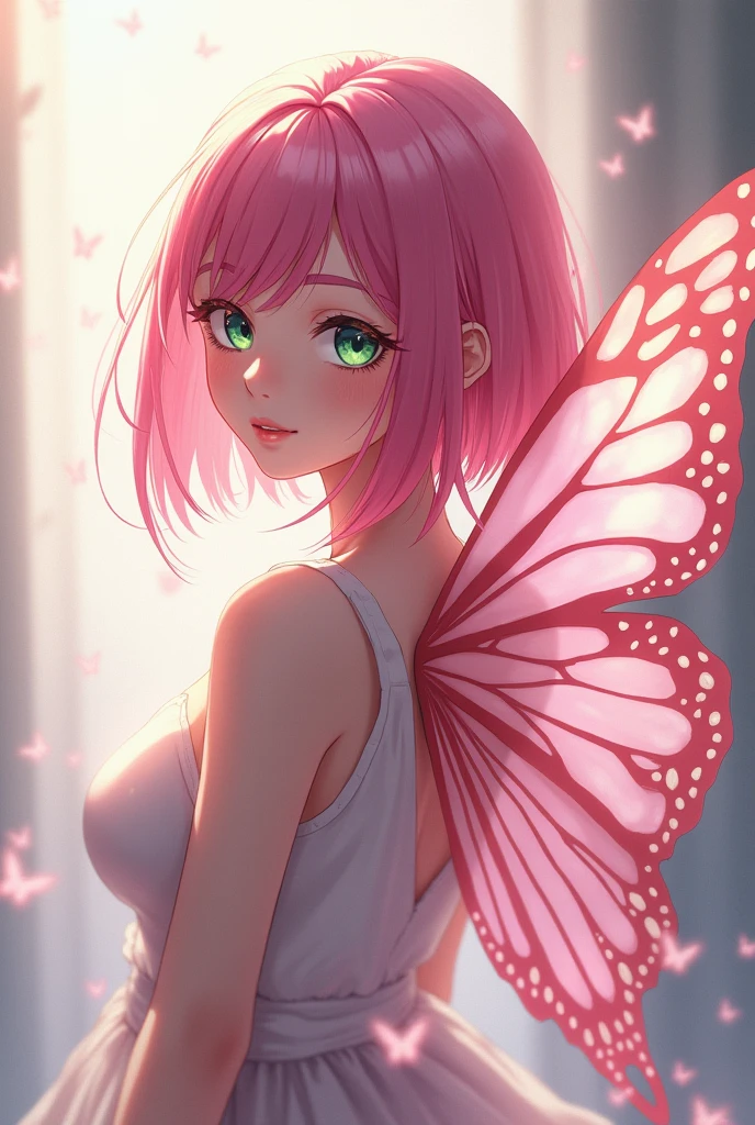 pastel colour、Highest quality、Fairy Girl、Bright and colorful hair、Delicate hair、Highly detailed face、Beautiful cleavage、Whimsical、Perfect lighting、Otherworldly background、flower