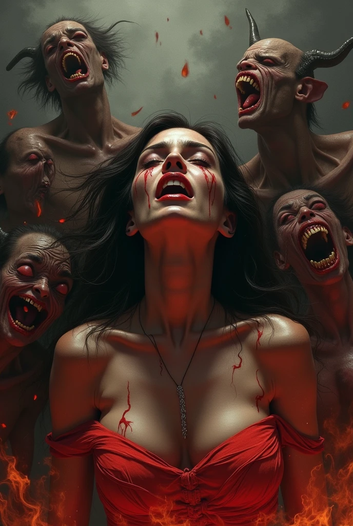 (best quality,4k,8k,highres,masterpiece:1.2),ultra-detailed,(realistic,photorealistic,photo-realistic:1.37),terrifyingly evil goddess never seen before,insanity-inducing,horrendously twisted,nightmarish,otherworldly,vivid depictions of fear,ghastly appearance,demon-like beauty,dark aura,dreadful and malevolent presence,intimidating gaze and features,macabre atmosphere,ominous surroundings,gloomy and mysterious setting,ancient and forbidden realm,dark shadows and eerie silhouettes,haunting and sinister atmosphere,ominous and foreboding,limbs and features in distorted and grotesque forms,nightmarish creatures lurking in the shadows,screams and whispers echoing through the twisted reality,fear and despair consuming the viewer,unimaginable horrors from beyond the dimensions,tormented souls trapped in eternal suffering,deep and unsettling sense of dread and unease,enveloped in a suffocating darkness,evil and wickedness permeating every corner,skies filled with storm clouds and lightning bolts,crimson blood dripping from the goddess's fingers,twisted and contorted bodies strewn across the landscape,demonic rituals and sacrificial altars,haunting cries and eerie whispers,possessed and tortured souls writhing in agony,cursed and twisted vegetation,inanimate objects coming to life in grotesque and terrifying ways,unholy energy crackling in the air,broken and decaying structures reminiscent of a forgotten civilization,ghoulish apparitions and phantoms haunting the goddess's presence,dismal and desolate wastelands,doomed and forsaken souls begging for release,unfathomable depths of darkness and despair,eyes glowing with a sinister and malevolent light,shadows that seem to have a life of their own,ever-present feeling of impending doom,corruption and decay spreading like a plague,demonic hordes descending upon the world in waves of destruction,nightmarish landscapes twisting and contorting into impossible shapes,dark tendrils reaching out from the darkness,consuming all light a