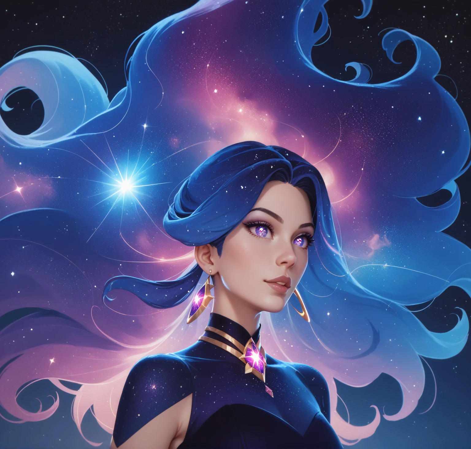 1girl,cosmic eyes,cosmic hair,cosmic dress,cosmicbackground,cosmic power,cosmic
