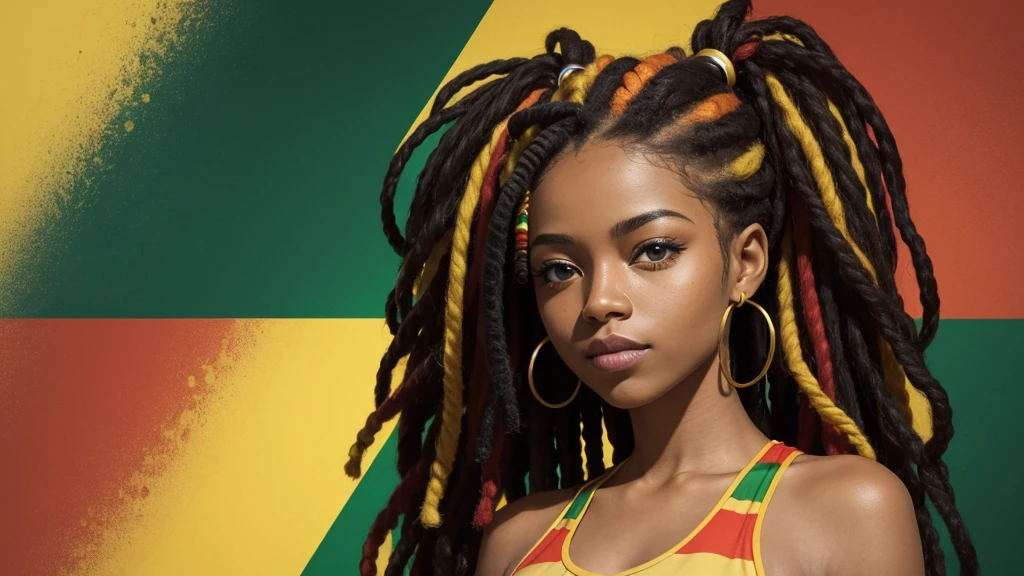 stylized artwork of soft filter. grunge filter. photorealistic. 8k. cinematic, very high resolution. maximum resolution. ultra realistic. unique beautiful face, realistic face, retro grunge photo ascetic. grunge city graffiti , sexy tattooed black-dreadlocks teen cute girl, in marijuana plants buds crop, red gym outfit