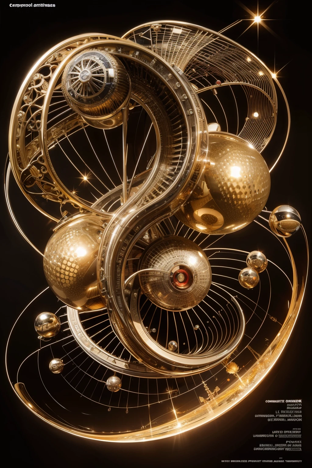 A close up of a golden clock with a spiral design - SeaArt AI