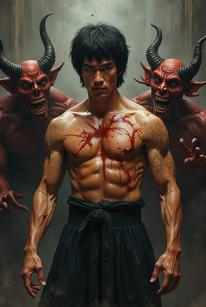 A handsome Korean man lying down in a coffin naked, sexy , full naked, 27 years old, perfect anatomy, big dick, perfect face, prefect eyes, oppa, wounded on the body, corpse, handsome corpse , handsome ghost man, sexy ghost, eyes closed, dead, casket, full dead body in casket, wounded, knife cut, pain, face cut with blood, bloody all over the body, casket, big coffin, wooden coffin
