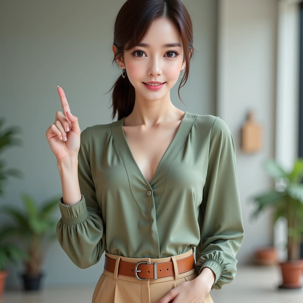 the Extremely Detailed CG Unity 8K Wallpapers、top-quality、ultra-detailliert、​masterpiece、realisitic、Photo Real、extremely detailed cute girl、25-years old、(skirt rift)、(skirt lift by yourself))、Different color panties for each image、panties focus、red blush、cparted lips、looking at the viewers、Half body shot､Beautiful woman wearing fashionable and classy clothes､beautiful spring scenery) Different hair lengths and waves for each image,Sweet smile