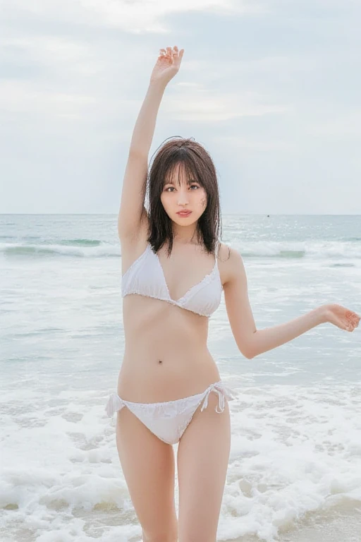 masterpiece, high quality,16K,8k,beautiful,Get used to it,Exquisite,extremely Get used to it, finely Get used to it, high quality, insanely Get used to it, ultra Get used to it, Ultra-high resolution, high quality, beautiful face, Japanese, Browsing Caution,(Micro Bikini:1.3),Wet,She is short,(Obscene pose,Accentuate your cleavage:1.5), Sandy Beach、Beach,Glowing Skin,Detail Skin,It gives me goosebumps,Lewd face,(upper_body:1.3)