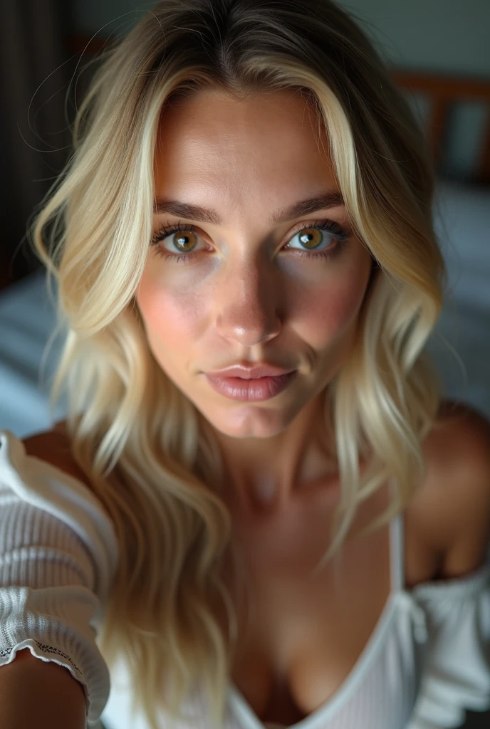 1 woman, American, beautiful, ((upper body selfie, happy)), Shooting in a tent, Beautiful backlight, Tent Open Sign,Masterpiece, Best Quality, Ultra-detailed, Solo, exteriors, (natta), mountains, Nature, (sao, the moon) cheerful, happy,, Cosy in a sleeping bag, Inside the tent, When you open the tent, You can see some nice horsemen outside.., woods, rock formations, rivers, wood, smoke, shadowy, contrast, clear skies, analog style (looking up at viewer:1.2) (skin texture) (film grain:1.3), (warm hue, White tones:1.2), Cinematic light, Sidelighting, The ultra-Highres, best shadows, ......raw, upper half body, Relaxed and intimate photos, with long blond hair, (A wide range of fashions), naked, big boobs, lying down, front view pov,