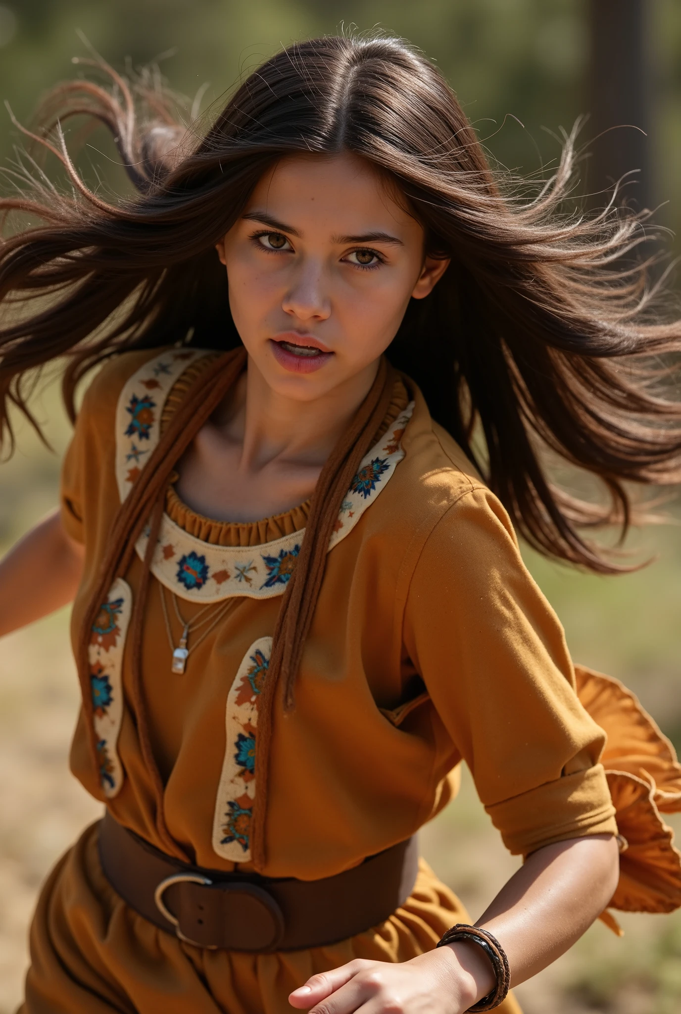 Araffe woman in a brown dress with a brown belt - SeaArt AI