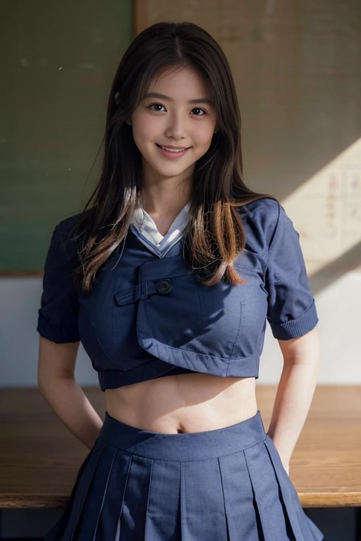 Half-length glamour portrait, nikon D850, f1.6 lens, 200mm, DSLR, 22 Megapixels, (((Green golf course scene))), shot of a stunning 19 years old korean girl, (smile:1.4), (wearing Blue Checked blazer with boyfriend jeans and cotton top:1.6), ((seductive pose)), hot girl, (((big natural breasts))), (((black fringe hair))), (small girl), symmetrical face, photorealistic, photography, (bright natural lighting), gorgeous, deep cleavage, (masterpiece), best quality, high resolution, extremely detailed, cinematic lighting, (((very narrow waist))), rich colors, hyper realistic, lifelike texture, ((jewelry)), (((She has beautiful hands and wears rings))), (bracelet), (necklace), (ankle chain), (nail polish) (earrings), Fuji Superia 200, 8k